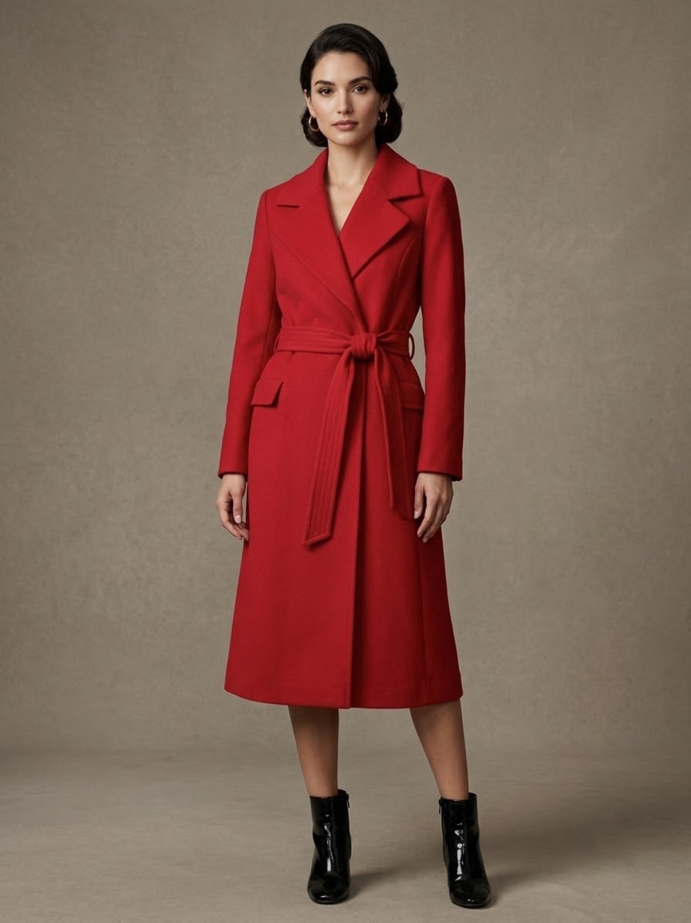 Women's Small New With Tags Express Long Red Belted Wrap Coat